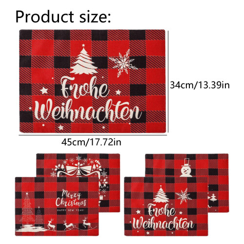 Christmas Plaid Placemats Non-Slip 4-Pack 2