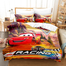 (King 220x240CM) Pixar Cars Lightning Mcqueen Single Double 3D Duvet Cover Kids Cartoon Quilt Cover