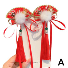 Polyester Hair Clips Red Festive for Girls Chinese New Year