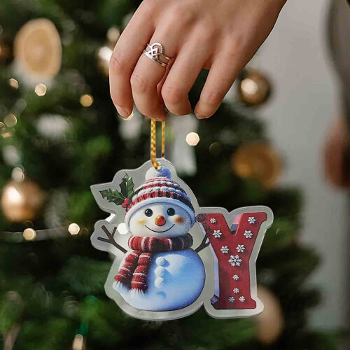 Lettre décorative de Noël en acrylique, 8 cm, avec cordon doré 1