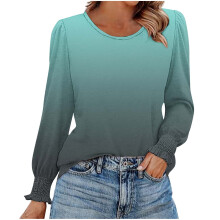 Women's Long Sleeve Business Casual Blouse with Smocked