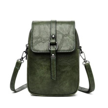 Borsa Mini Crossbody in Pelle Vegan con Chiusura a Patta e Tracolla Regolabile - Verde Scuro