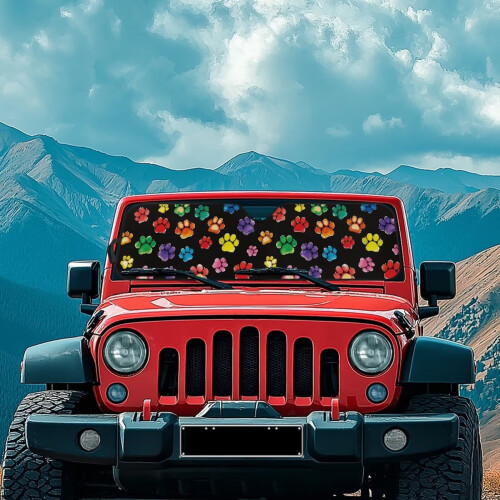 Foldable Puppy Dog Paw Windshield Sun Shade for Jeep 2