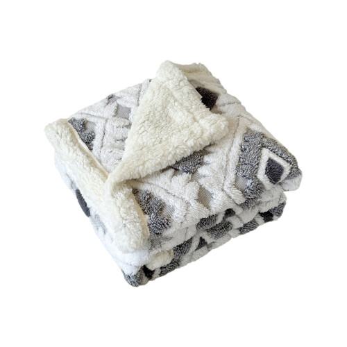 Warm Nap Double Layer Blanket Lambswool Taffeta Silver 1