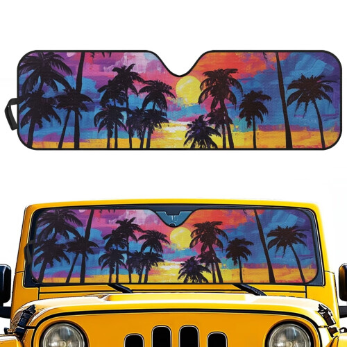 Foldable Palm Tree Windshield Sun Shade for Jeep Wrangler 1
