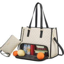 Set Borsa Tote 3 in 1 Elegante in Pelle Vegan Beige con Borsa a Tracolla e Pochette, Borsa Versatile per Lavoro, Viaggio e Shopping