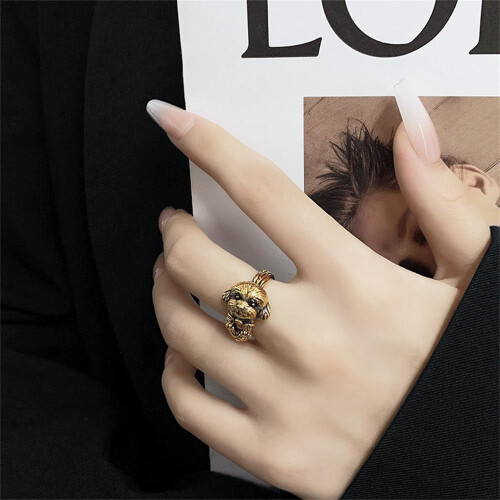 Puppy Stacking Ring Vintage Gold Adjustable Finger Band 2
