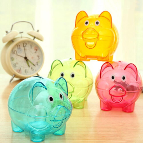 Clear Plastic Piggy Bank Small Money Box 2