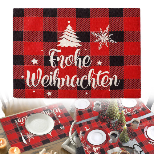 Christmas Plaid Placemats Non-Slip 4-Pack 1