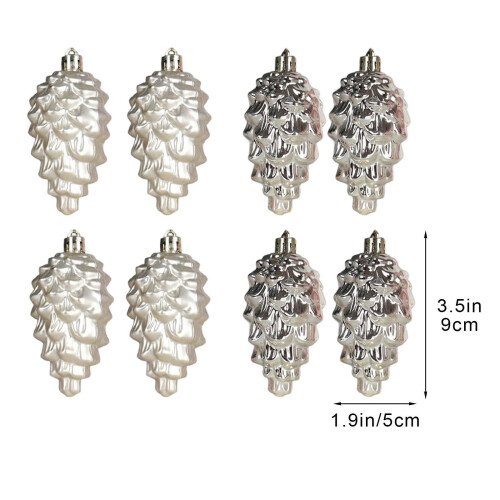 Christmas Tree Ornaments Plastic Ball Pendant 8pcs Beige 1