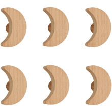 Wooden Cabinet Knobs Star Cloud Design 6 pcs