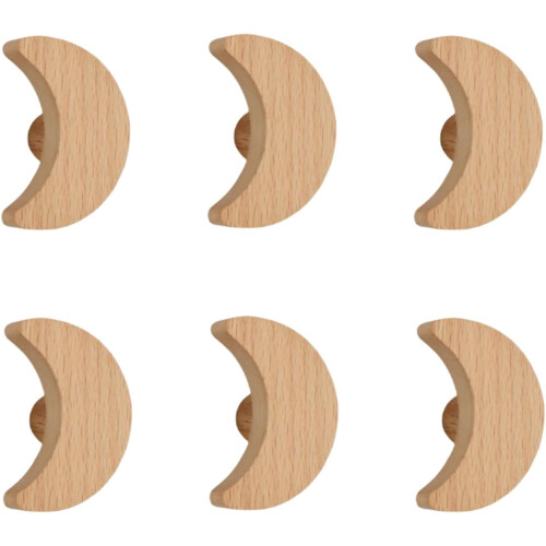Wooden Cabinet Knobs Star Cloud Design 6 pcs