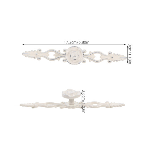 Silver Vintage Drawer Pulls Floral Carving Zinc Alloy 4 Pack 1