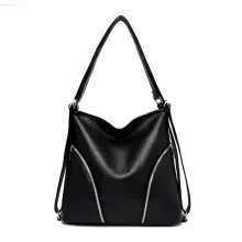 Borsa Tote in Pelle Vegana Morbida 2 in 1, Borsa a Spalla Grande per Lavoro, Viaggio e Uso Quotidiano, Colore Nero