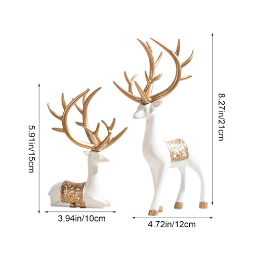 Gold Electroplated Deer Decor Set with 6 Christmas Cards 1