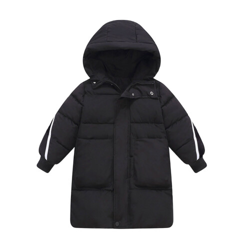 Children's Knee-Length Down Jacket Black 140 1