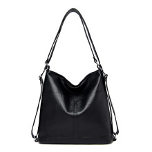 Borsa Tote in Pelle Vegan Morbida 2 in 1, Borsa a Spalla Donna, Capiente per Lavoro, Viaggio e Uso Quotidiano, Nero, Stile 3