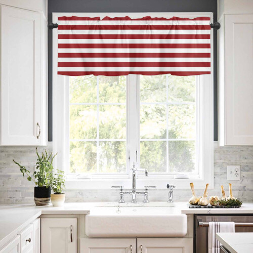Christmas Red Kitchen Curtains and Valances Set with White 2