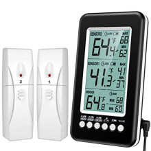 Wireless Refrigerator Thermometer with 2 Sensors Digital