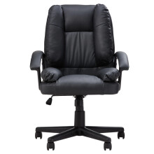 Black PVC High Back Executive Office Chair, Height Adjustable Swivel Desk Chair with Rocking Tilt Function