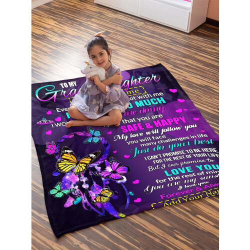 Personalized Granddaughter Flannel Throw Blanket 60x80 inch 2