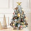 Mini Christmas Tree with Lights Gold Flocked 22 Inch 1