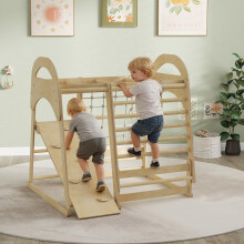 AIYAPLAY 6 in 1 Kids Climbing Frame with Slide, Monkey Bars, Ladder