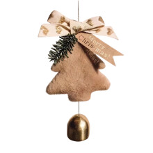 Christmas Tree Decoration Brown Pendant 7.08x3.14in Flock