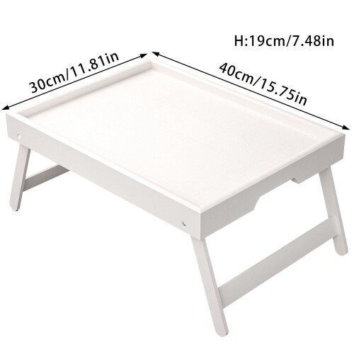 Bamboo Bed Tray Table with Folding Legs White 1