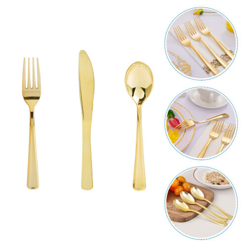 Plastic silverware set decorative disposable cutlery 2
