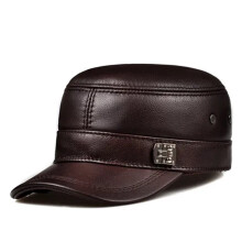 Men's Genuine Leather Baseball Cap Black Brown 54-62 cm