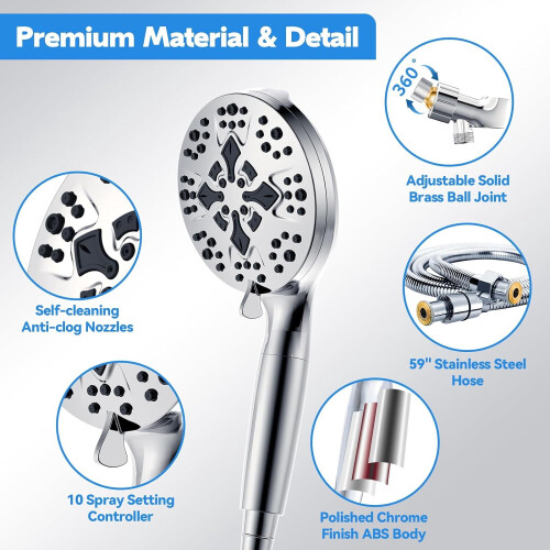 Handheld Showerhead with Hose, Stand, and Filter for 2