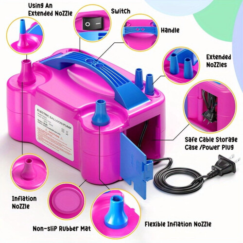 Electric Portable Double Nozzle Balloon Blower Pump 1