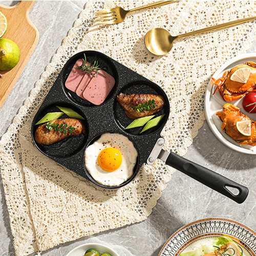 Non-Stick Square Frying Pan 20cm 4-Hole Iron Griddle 2