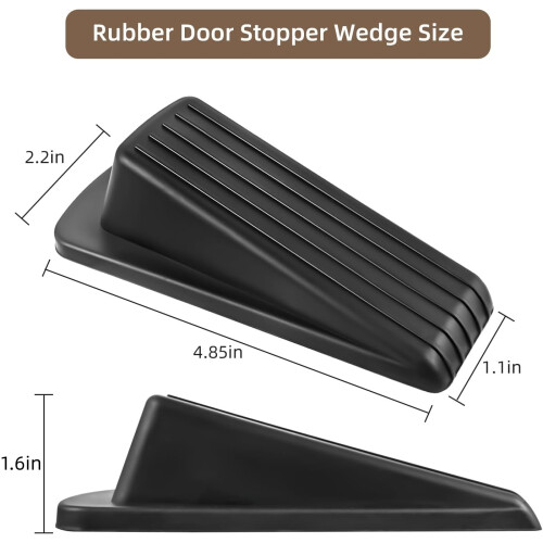 Door Stopper Wedge Rubber 2 Pack Black 1