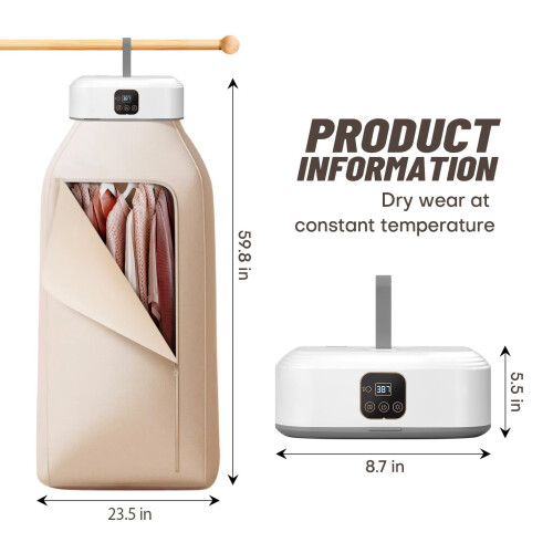 Portable Clothes Dryer Remote Control Compact Foldable 2
