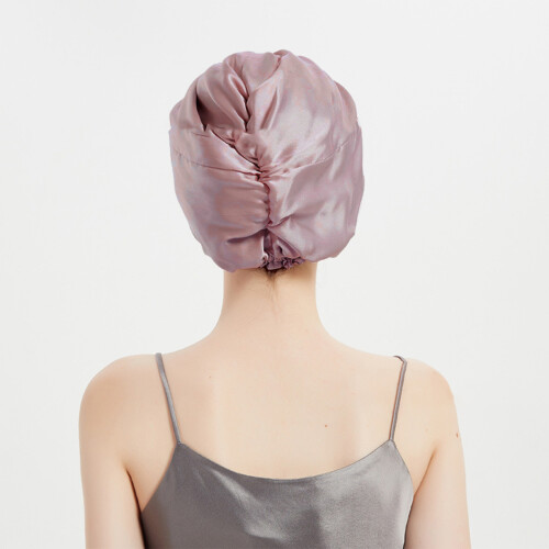 Cuffia da notte a doppio strato in 100% seta Pink 2