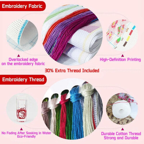 Embroidery Kit for Beginners Stamped Counted Cross Stitch 1