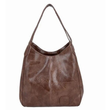 Borsa Tote in Pelle Vegana 2 in 1 con Pochette Rimovibile, Grande Capacità, Colore Caffè