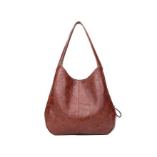 Borsa Tote Vegan in Pelle Sintetica Marrone 2 in 1 Grande Capacità con Pochette Rimovibile