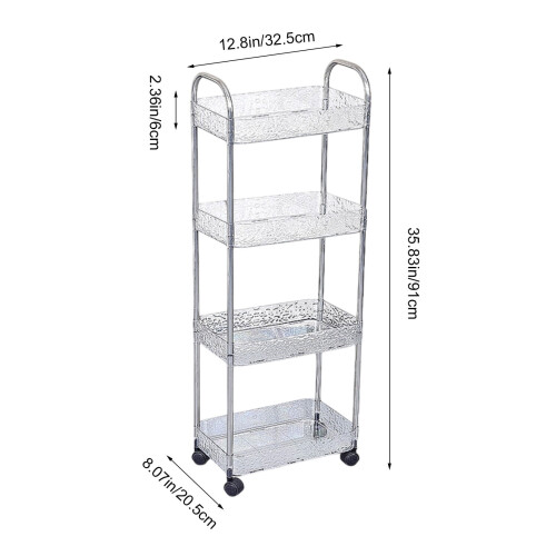 Plastic Rolling Shelf Transparent 3-Tier 2