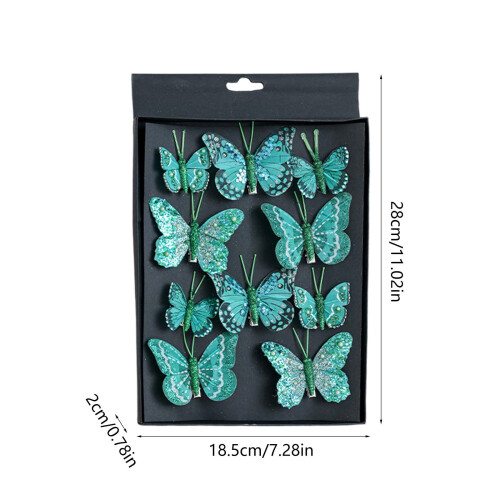 Christmas Ornaments Green Glitter Hollow 10 Pack 2