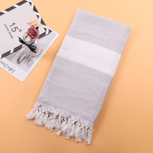 Bath Towel Polyester Cotton Jacquard Tassel 1 Pack