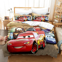 (Single 150x200CM) Pixar Cars Lightning Mcqueen Single Double 3D Duvet Cover Kids Cartoon Quilt Cover