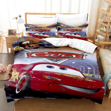 (Single 150x200CM) Pixar Cars Lightning Mcqueen Single Double 3D Duvet Cover Kids Cartoon Quilt Cover