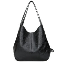 Borsa Tote in Pelle Vegan Nera 2-in-1, Capiente con Pochette Rimovibile, Shopper a Spalla Elegante e Versatile
