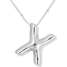 Bubble Letter Necklace 18K Gold Plated Initial Pendant