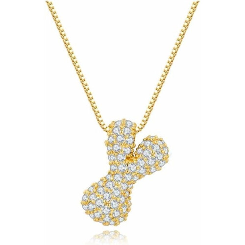 Bubble Letter Necklace 18K Gold Plated Initial Pendant