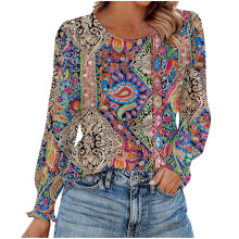 Women's Long Sleeve Business Casual Blouse with Smocked