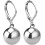 Silver Ball Leverback Earrings White Gold Plated Polished 1